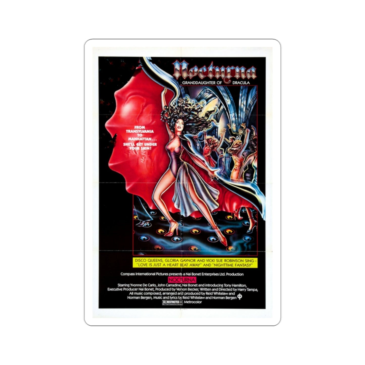 Nocturna 1979 Movie Poster STICKER Vinyl Die-Cut Decal-2 Inch-The Sticker Space