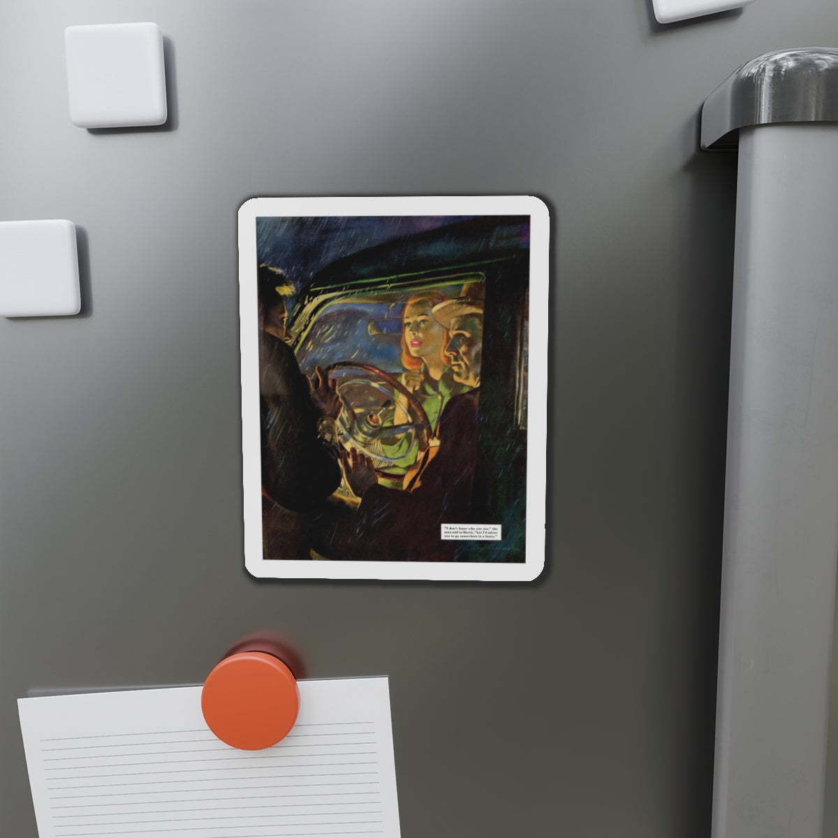 Noir Fiction in Saturday Evening Post (Magazine Illustration) Refrigerator Magnet-The Sticker Space