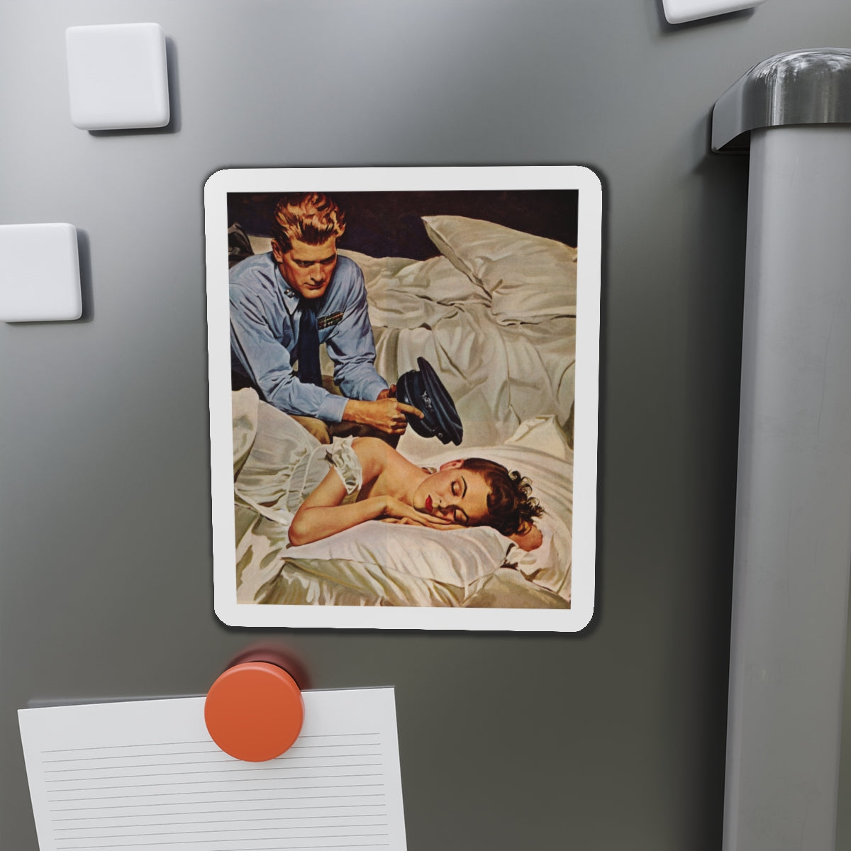 Noir Fiction, The Saturday Evening Post, date unknown (Magazine Illustration) Refrigerator Magnet-The Sticker Space