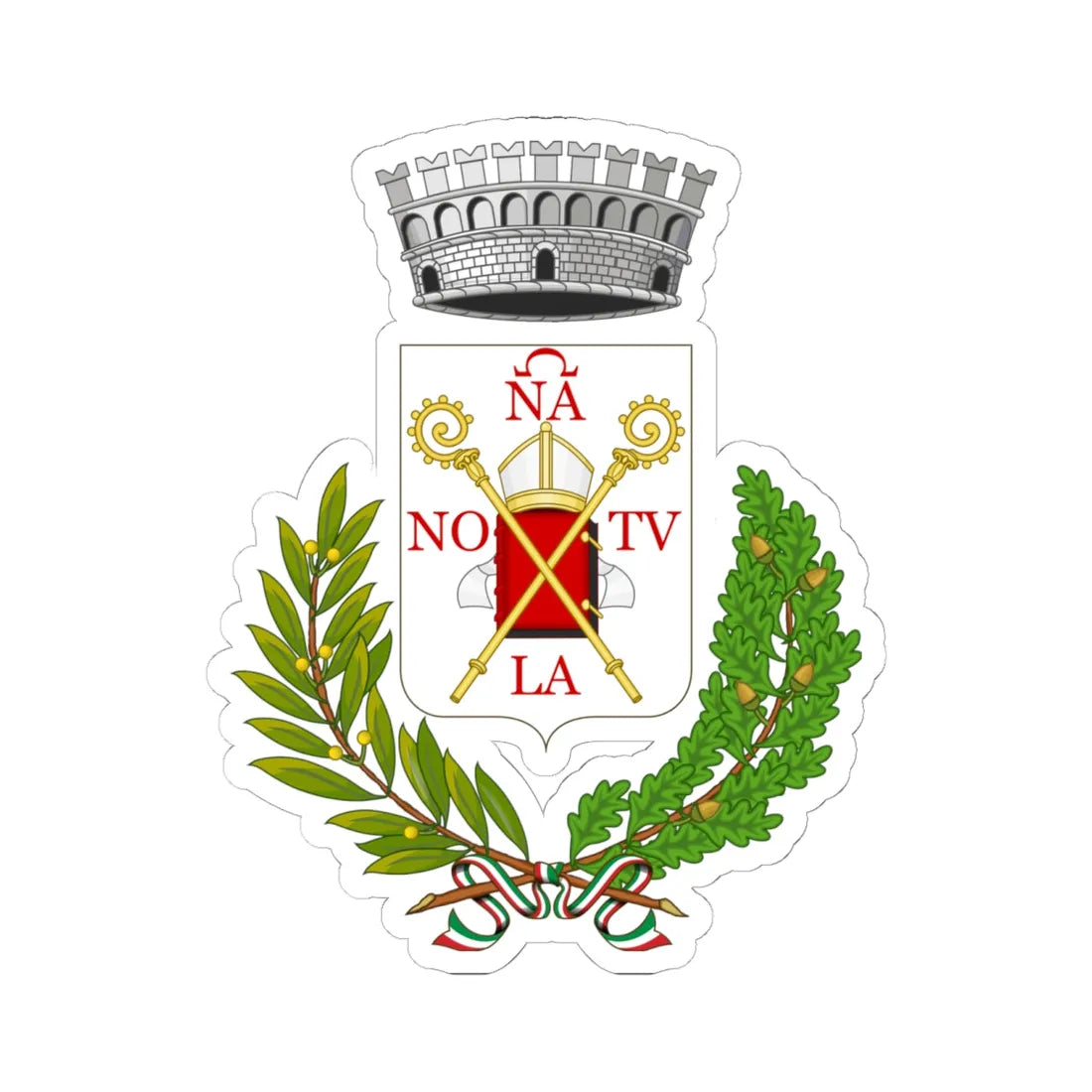 Nonantola-Stemma (Italy) (Coat of Arms) STICKER Vinyl Kiss-Cut Decal 6 Inch White - The Sticker Space