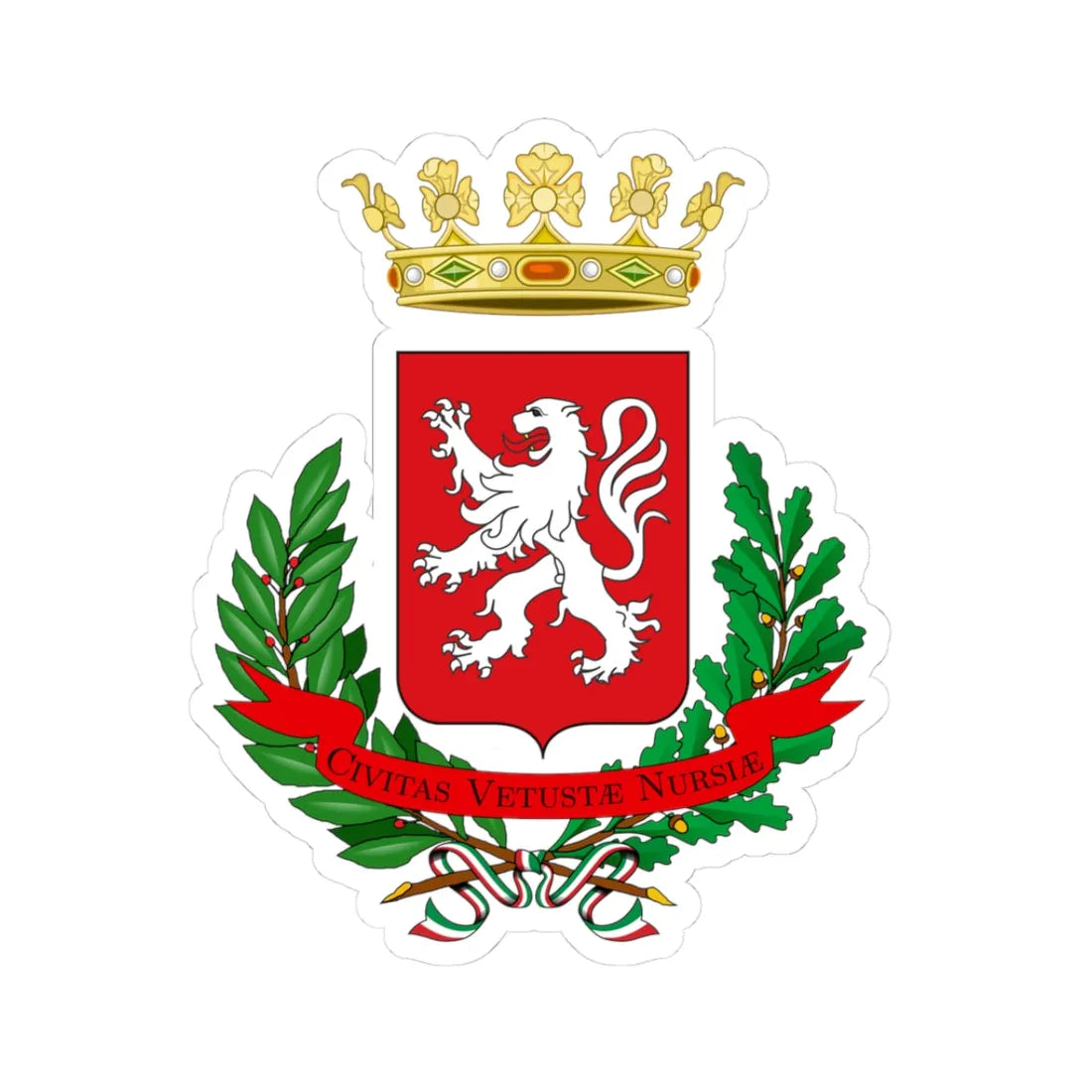 Norcia-Stemma (Italy) (Coat of Arms) STICKER Vinyl Kiss-Cut Decal 3 Inch White - The Sticker Space