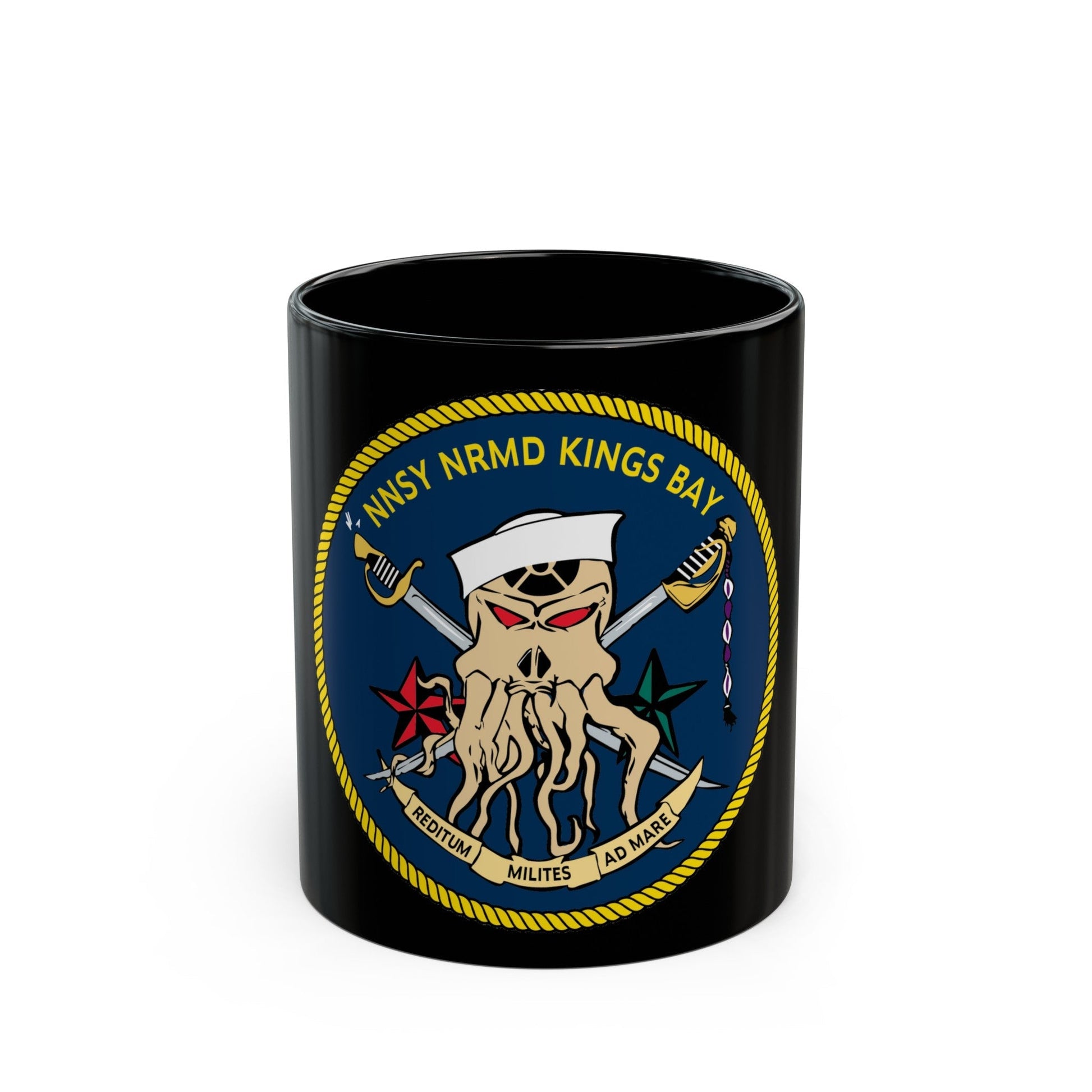 Norfolk Naval Shipyard Kings Bay Georgia Squids (U.S. Navy) Black Coffee Mug-11oz-The Sticker Space