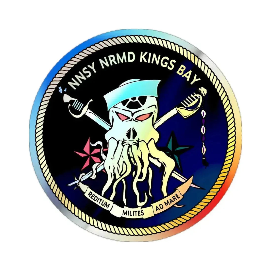 Norfolk Naval Shipyard Kings Bay Georgia Squids (U.S. Navy) Holographic STICKER Die-Cut Vinyl Decal 2 Inch Holographic - The Sticker Space