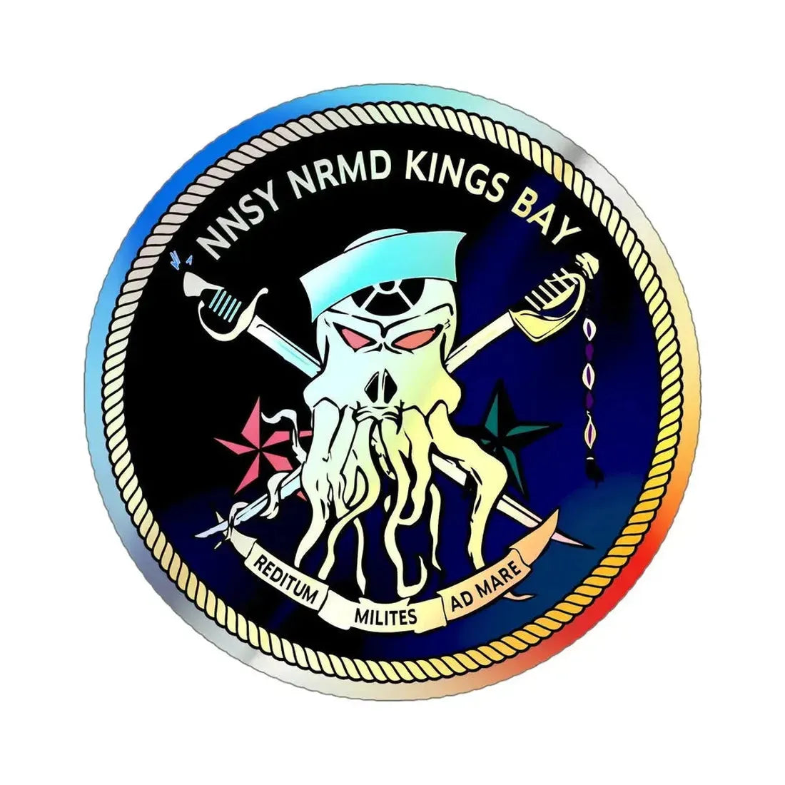 Norfolk Naval Shipyard Kings Bay Georgia Squids (U.S. Navy) Holographic STICKER Die-Cut Vinyl Decal 5 Inch Holographic - The Sticker Space