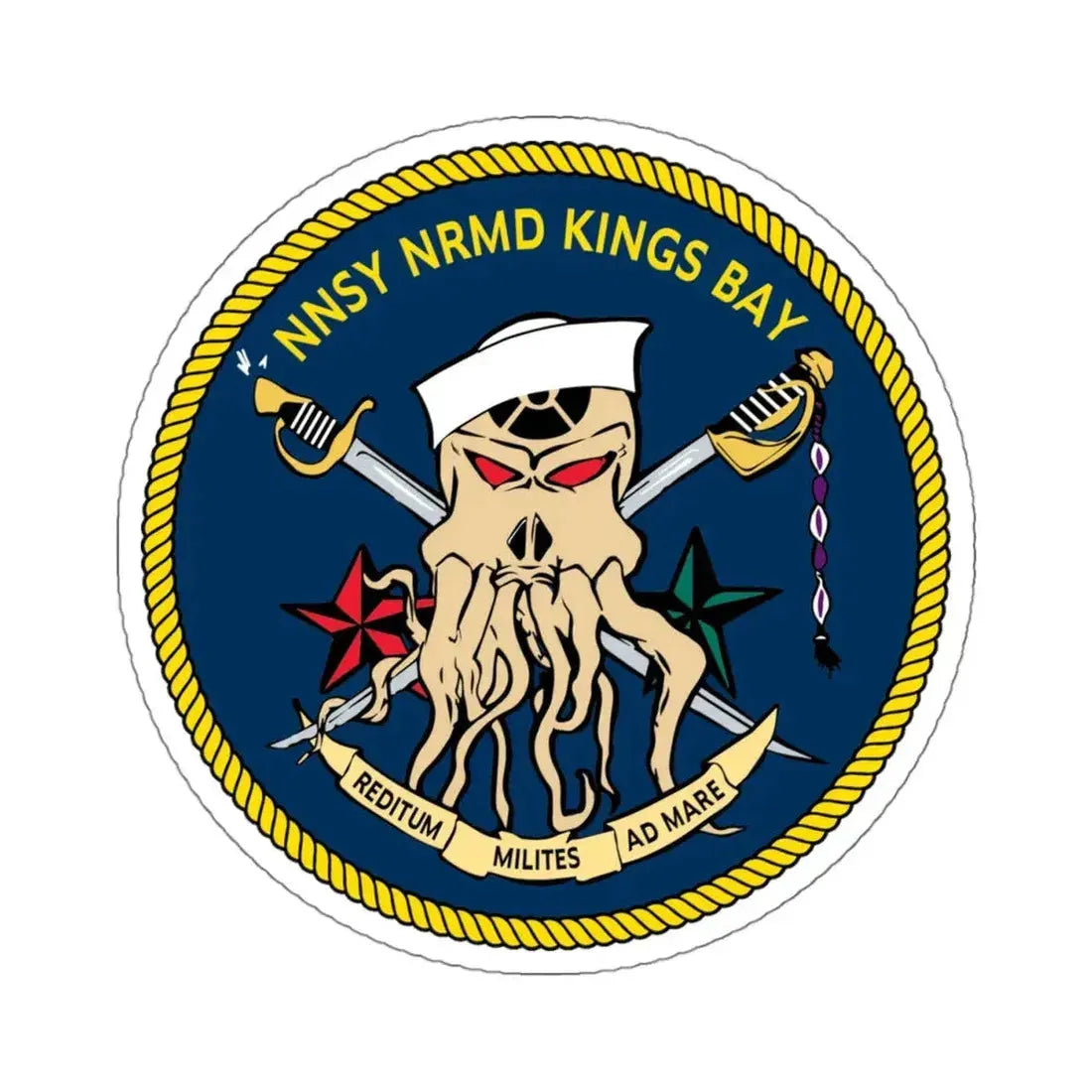 Norfolk Naval Shipyard Kings Bay Georgia Squids (U.S. Navy) STICKER Vinyl Kiss-Cut Decal 4 Inch White - The Sticker Space