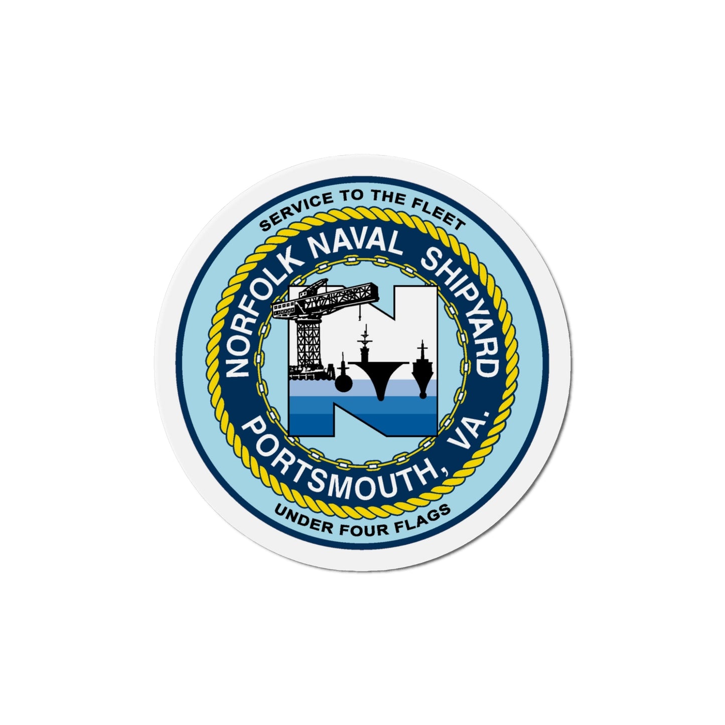 Norfolk Naval Shipyard Portsmouth VA (U.S. Navy) Die-Cut Magnet-5" x 5"-The Sticker Space