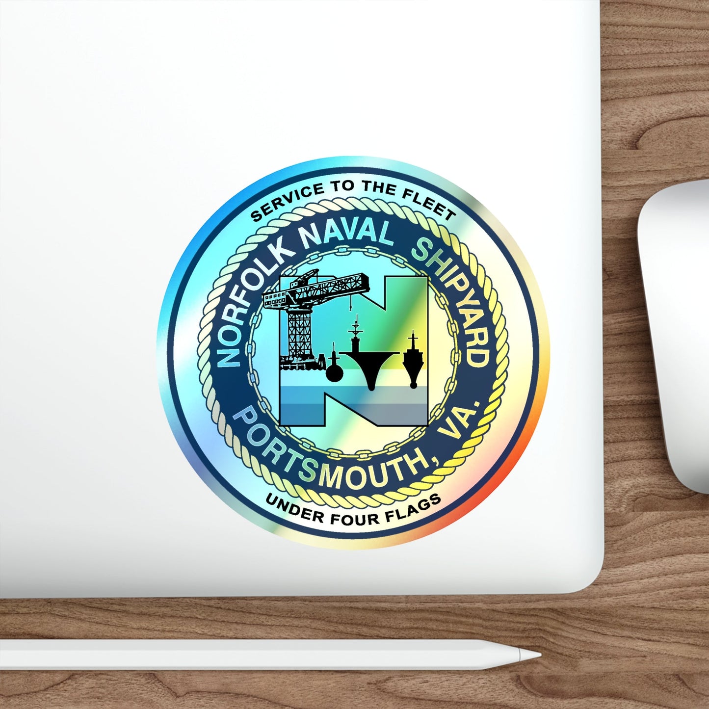 Norfolk Naval Shipyard Portsmouth VA (U.S. Navy) Holographic STICKER Die-Cut Vinyl Decal-The Sticker Space