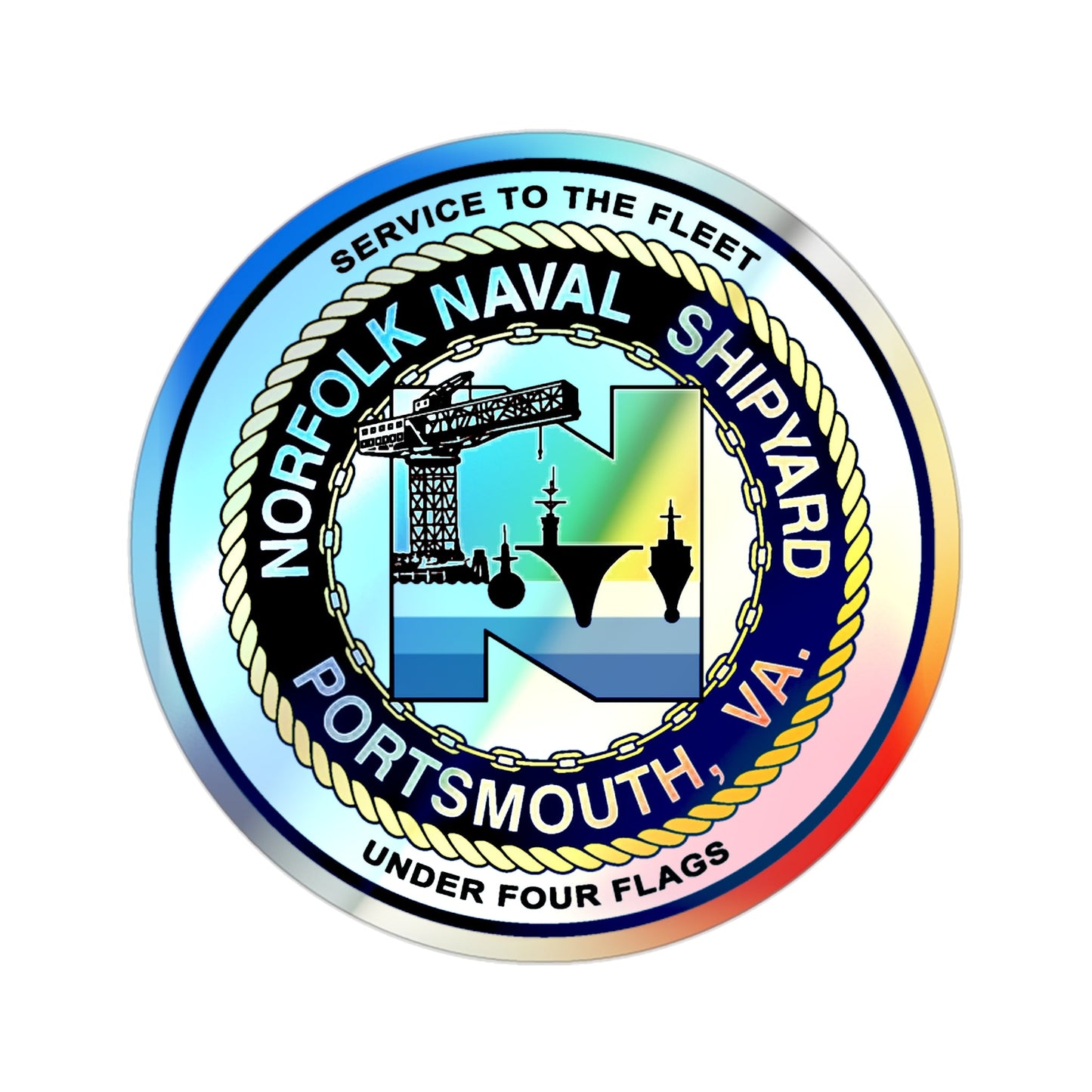 Norfolk Naval Shipyard Portsmouth VA (U.S. Navy) Holographic STICKER Die-Cut Vinyl Decal-2 Inch-The Sticker Space