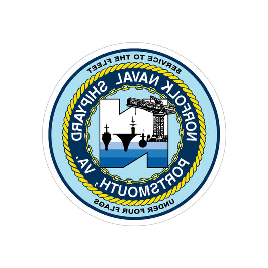 Norfolk Naval Shipyard Portsmouth VA (U.S. Navy) REVERSE PRINT Transparent STICKER-6" × 6"-The Sticker Space