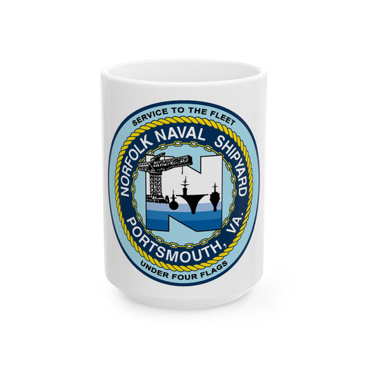 Norfolk Naval Shipyard Portsmouth VA (U.S. Navy) White Coffee Mug-15oz-The Sticker Space