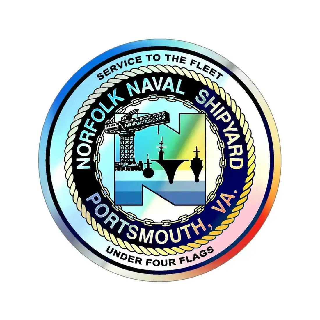 Norfolk Naval Shipyard Portsmouth VA (U.S. Navy) Holographic STICKER Die-Cut Vinyl Decal 6 Inch Holographic - The Sticker Space