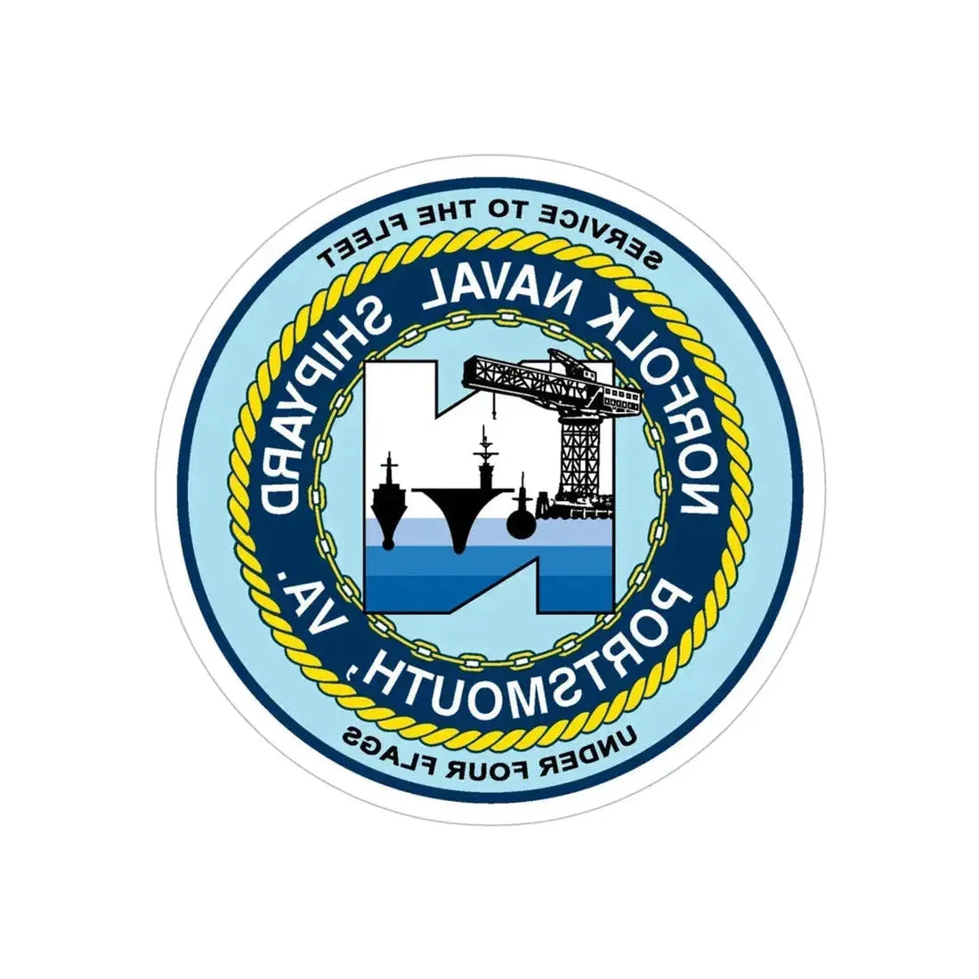 Norfolk Naval Shipyard Portsmouth VA (U.S. Navy) REVERSE PRINT Transparent Die-Cut STICKER 6 Inch Die-Cut Transparent - The Sticker Space