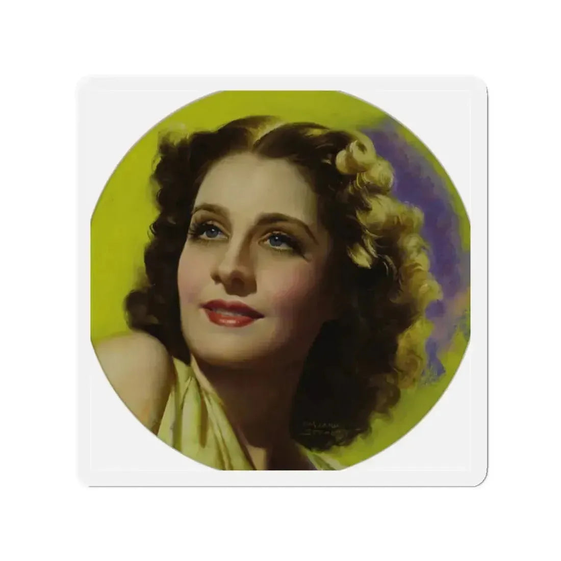 Norma Shearer, Magazine Cover Art, c. 1930 (Magazine Illustration) Refrigerator Magnet 2 Inch - The Sticker Space