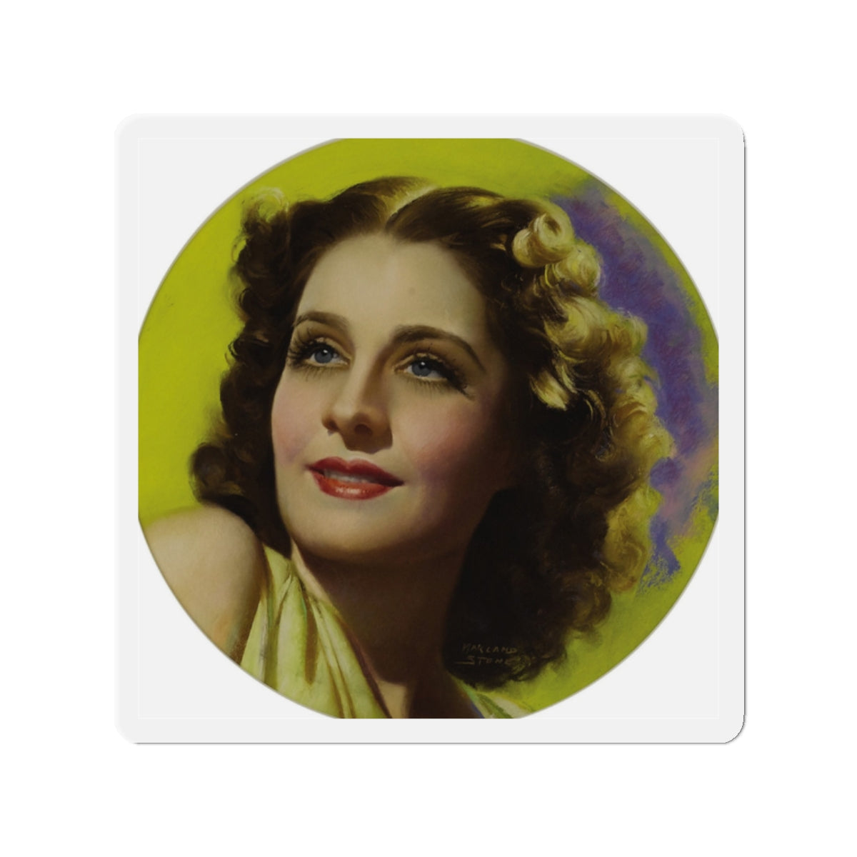 Norma Shearer, Magazine Cover Art, c. 1930 (Magazine Illustration) Refrigerator Magnet-2" x 2"-The Sticker Space