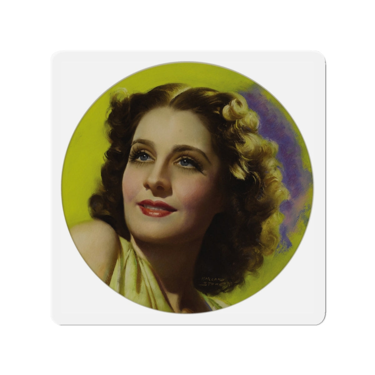 Norma Shearer, Magazine Cover Art, c. 1930 (Magazine Illustration) Refrigerator Magnet-3" x 3"-The Sticker Space