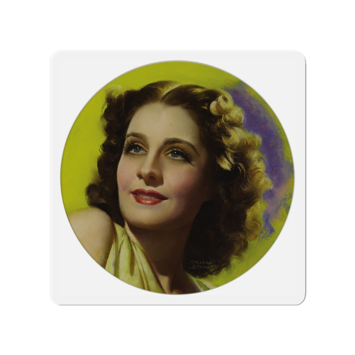 Norma Shearer, Magazine Cover Art, c. 1930 (Magazine Illustration) Refrigerator Magnet-4" x 4"-The Sticker Space