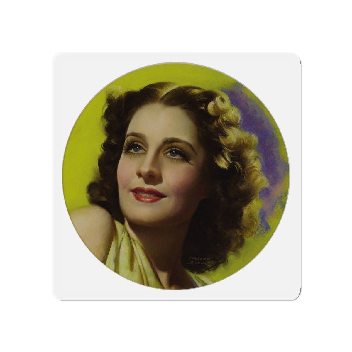 Norma Shearer, Magazine Cover Art, c. 1930 (Magazine Illustration) Refrigerator Magnet-5" x 5"-The Sticker Space