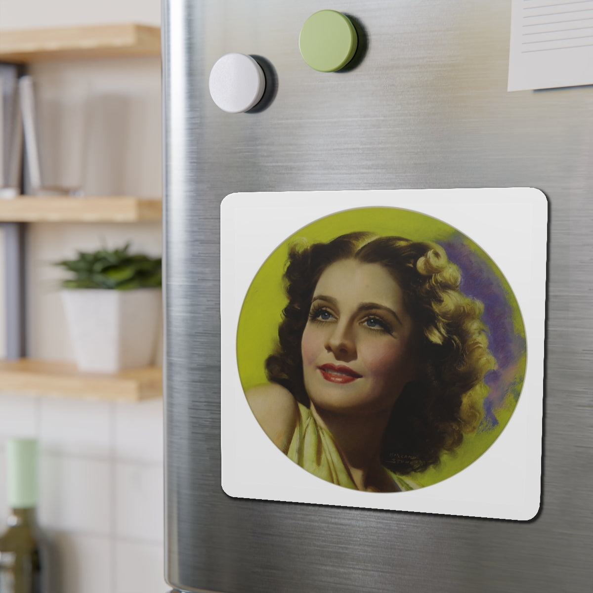 Norma Shearer, Magazine Cover Art, c. 1930 (Magazine Illustration) Refrigerator Magnet-The Sticker Space