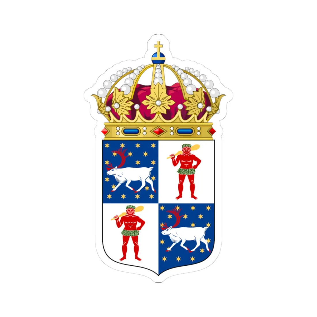 Norrbottens läns vapen crowned (Sweden) (Coat of Arms) STICKER Vinyl Kiss-Cut Decal 3 Inch White - The Sticker Space