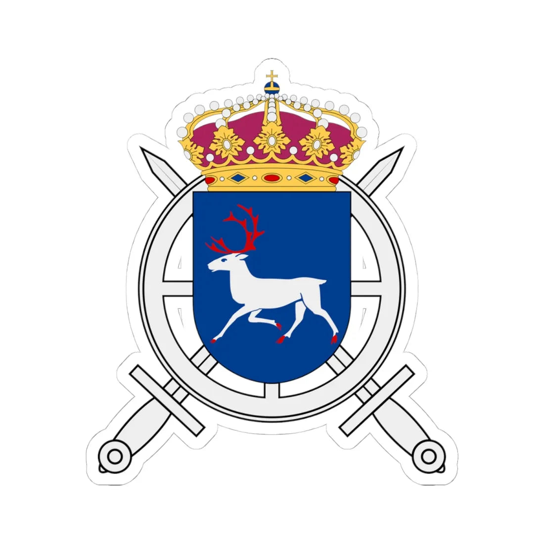 Norrlands trängbataljon vapen (Sweden) (Coat of Arms) STICKER Vinyl Kiss-Cut Decal 4 Inch White - The Sticker Space