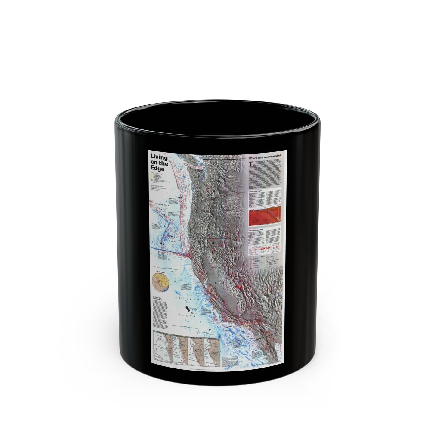 North Amerca - Living on the Edge (1995) (Map) Black Coffee Mug-11oz-The Sticker Space