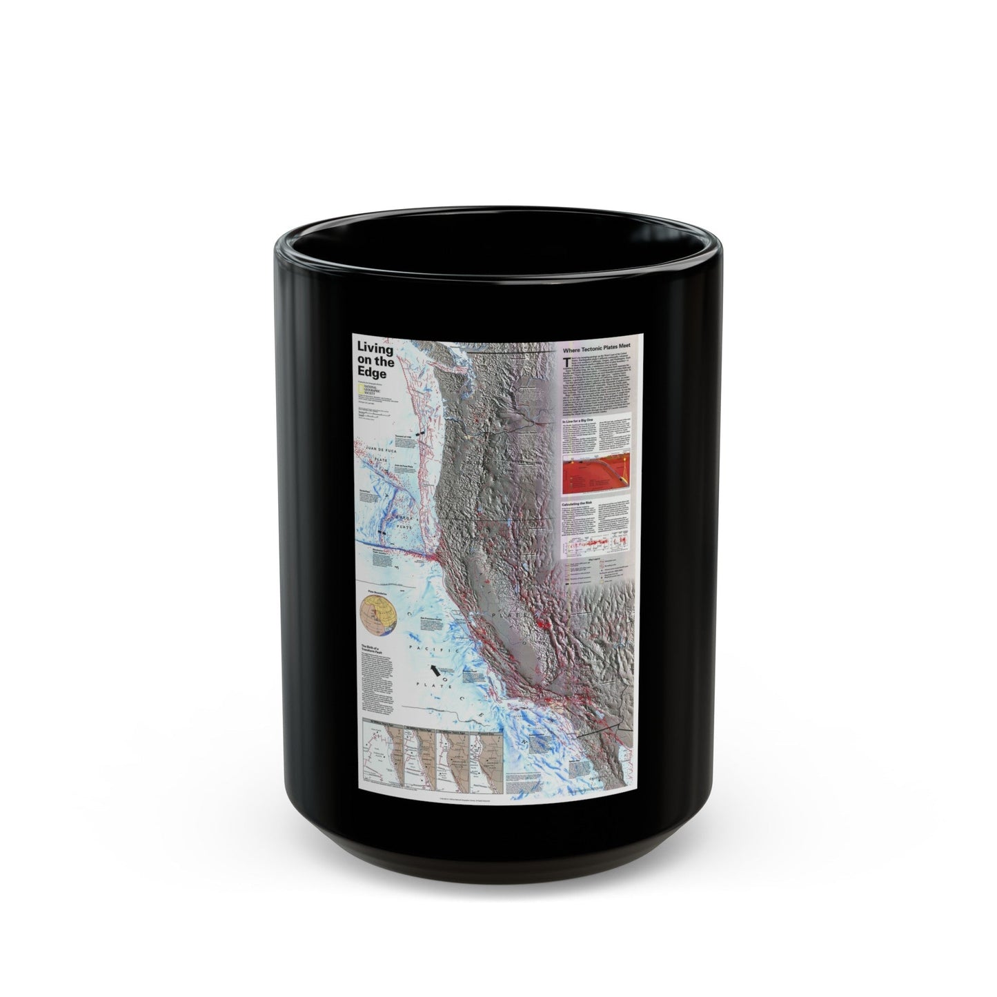 North Amerca - Living on the Edge (1995) (Map) Black Coffee Mug-15oz-The Sticker Space