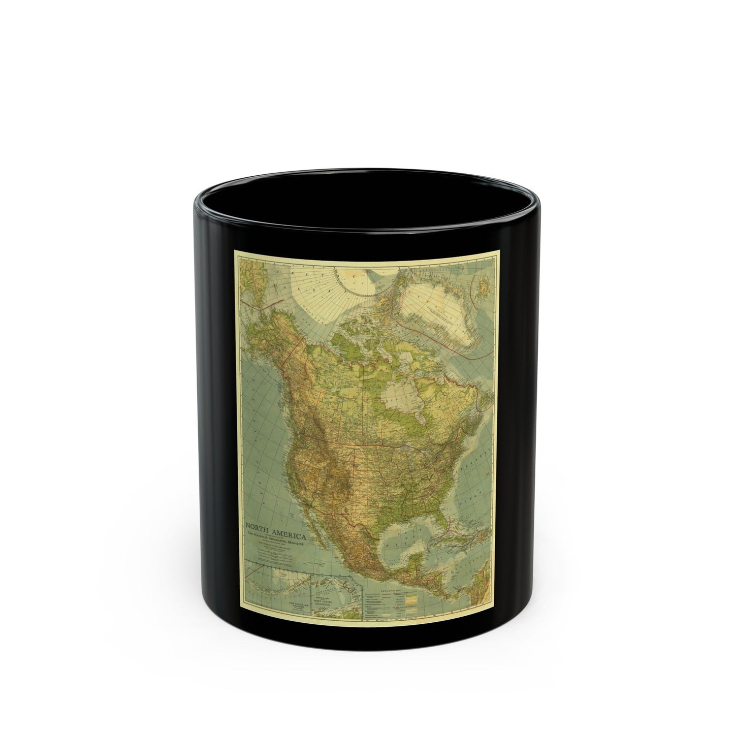 North America (1924) (Map) Black Coffee Mug-11oz-The Sticker Space