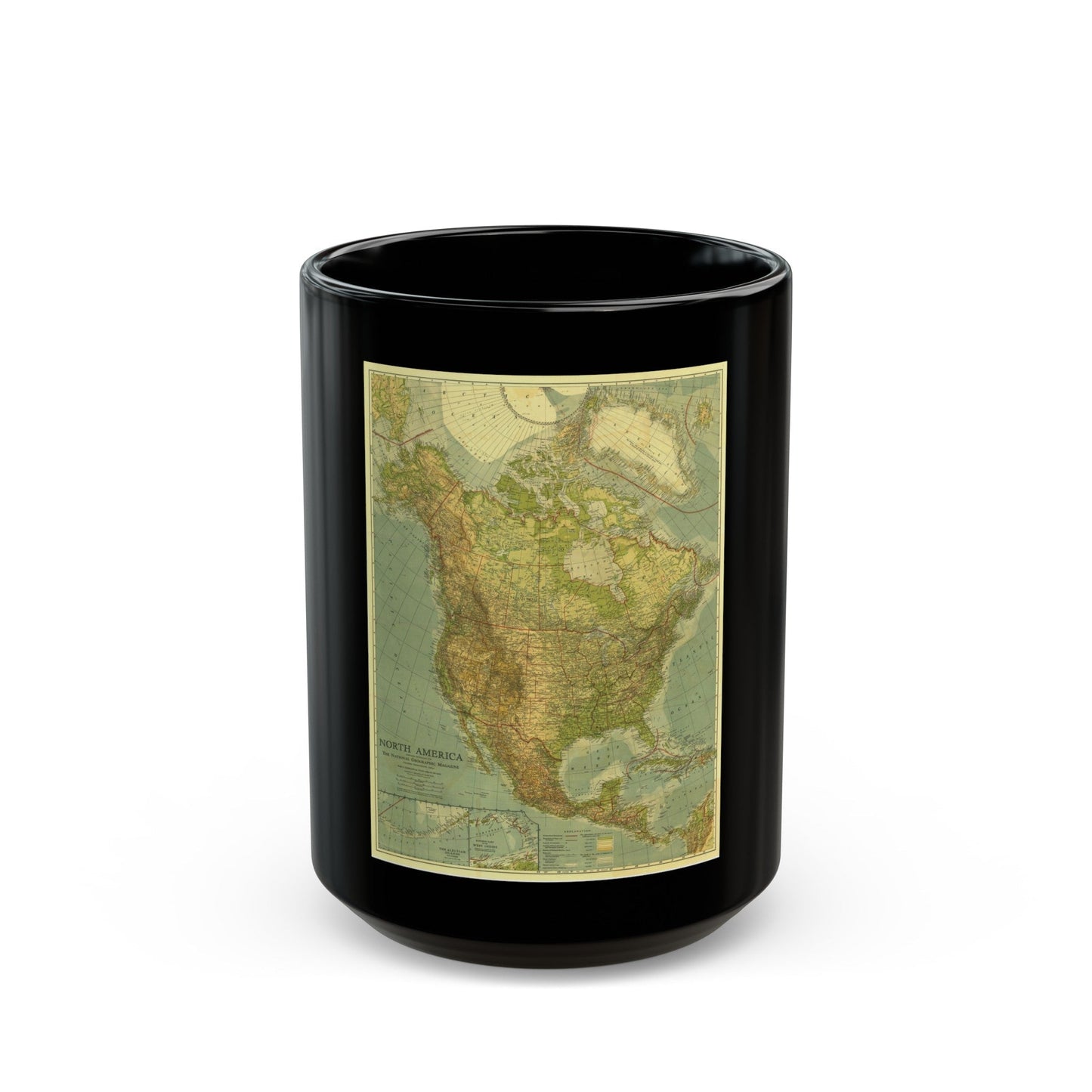 North America (1924) (Map) Black Coffee Mug-15oz-The Sticker Space