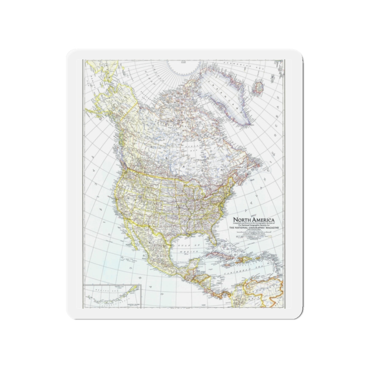 North America (1942) (Map) Refrigerator Magnet-2" x 2"-The Sticker Space