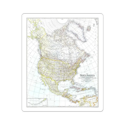 North America (1942) (Map) STICKER Vinyl Kiss-Cut Decal 6 Inch White - The Sticker Space