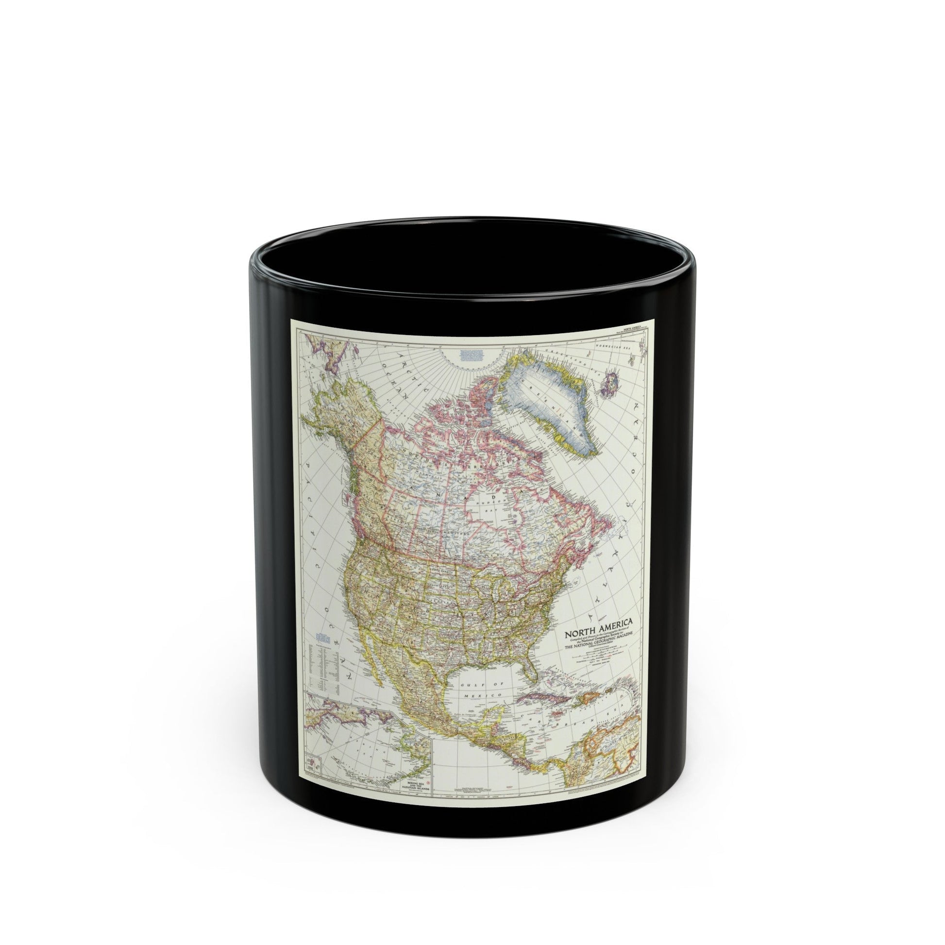 North America (1952) (Map) Black Coffee Mug-11oz-The Sticker Space