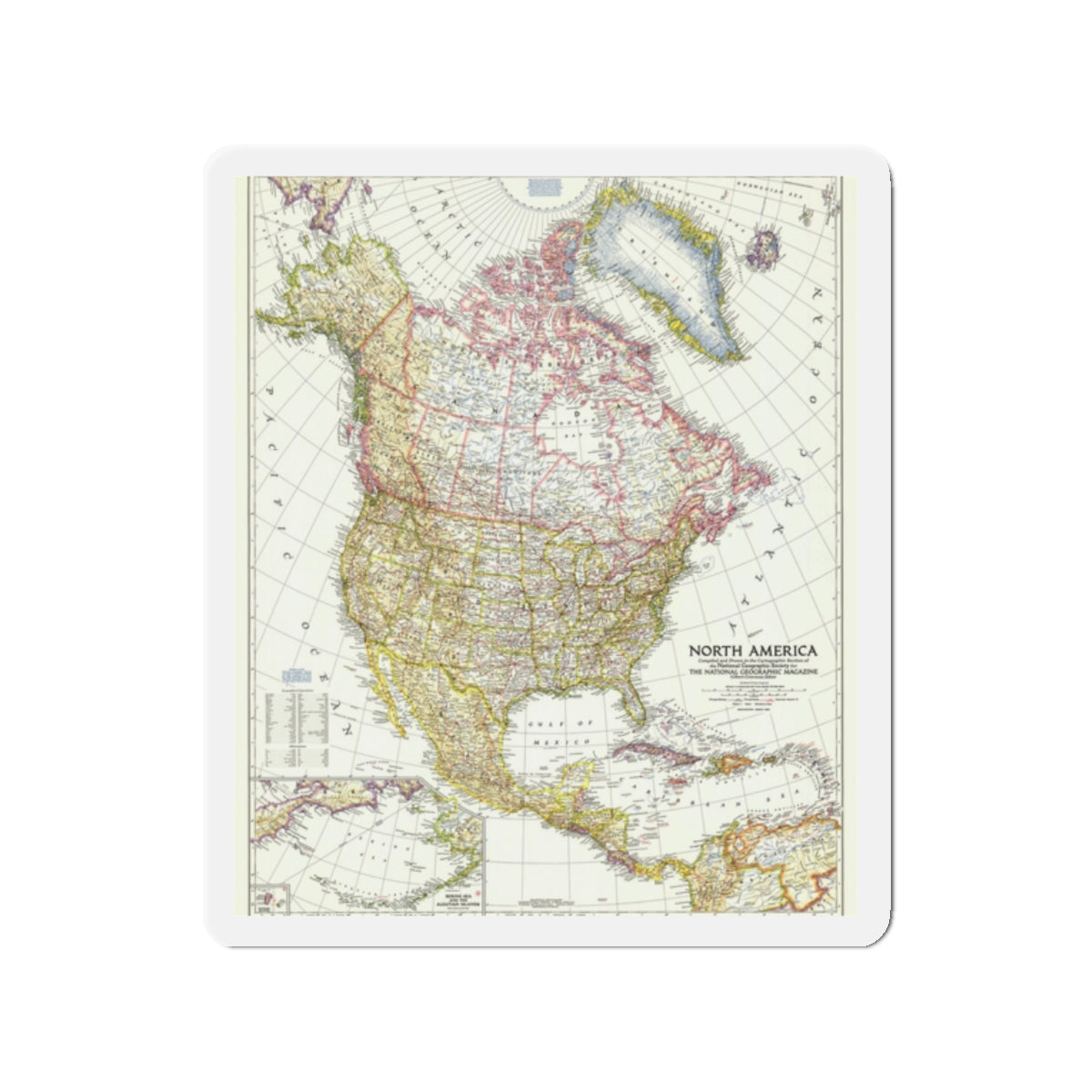 North America (1952) (Map) Refrigerator Magnet-2" x 2"-The Sticker Space