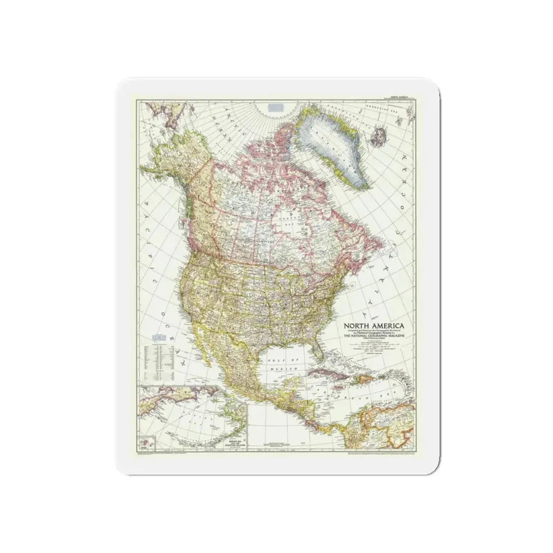 North America (1952) (Map) Refrigerator Magnet 4 Inch - The Sticker Space