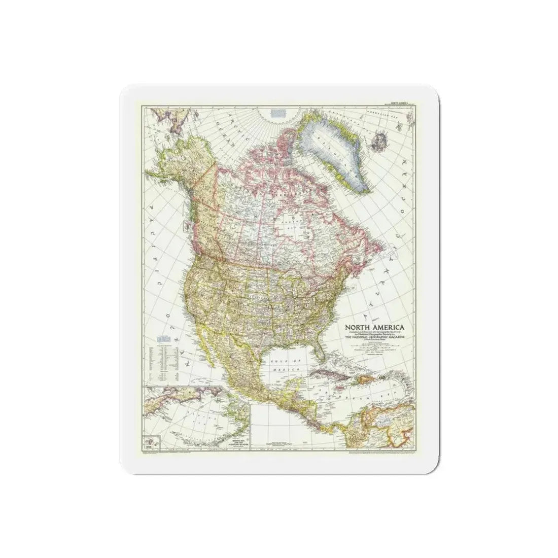 North America (1952) (Map) Refrigerator Magnet 6 Inch - The Sticker Space