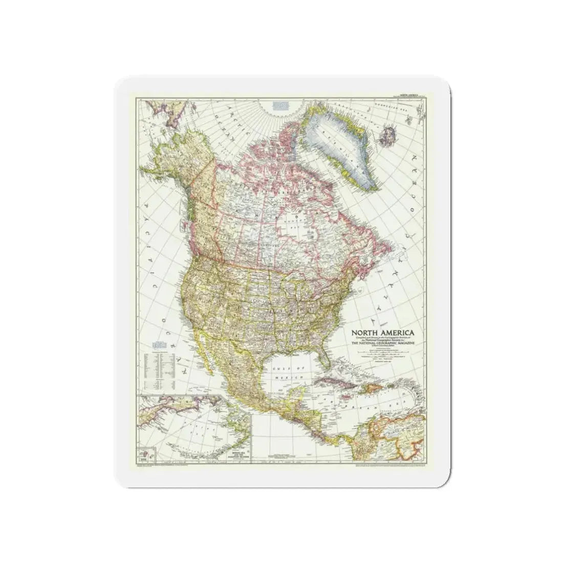 North America (1952) (Map) Refrigerator Magnet - The Sticker Space