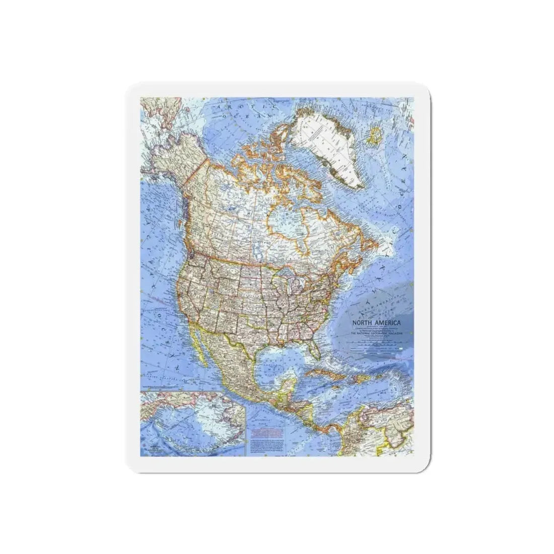 North America (1964) (Map) Refrigerator Magnet 5 Inch - The Sticker Space