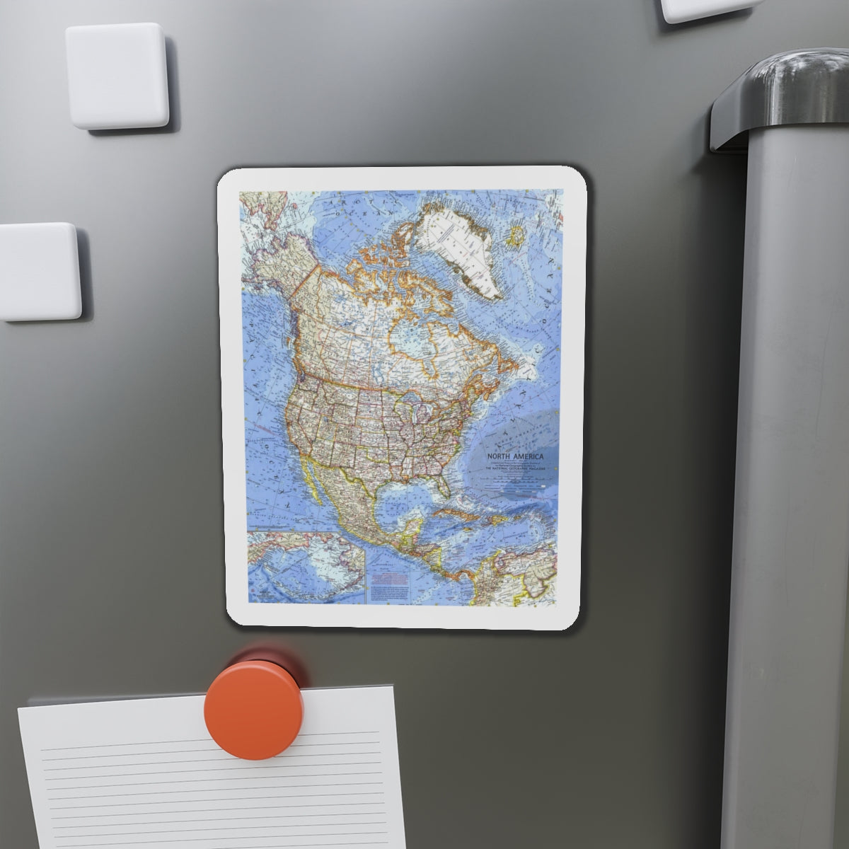 North America (1964) (Map) Refrigerator Magnet-The Sticker Space