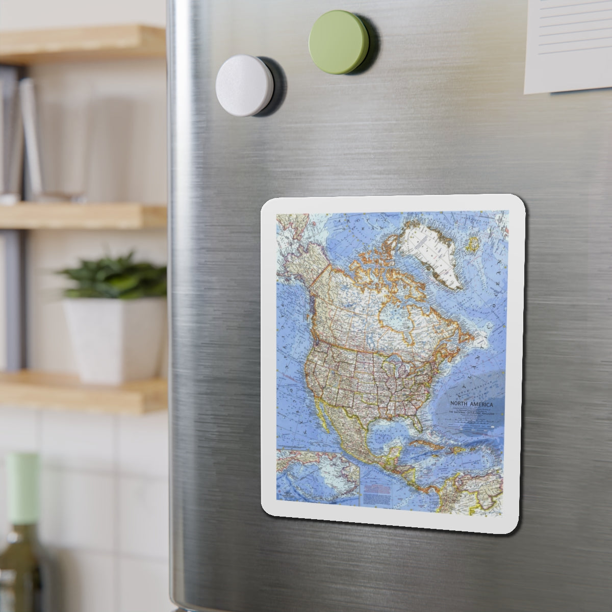 North America (1964) (Map) Refrigerator Magnet-The Sticker Space