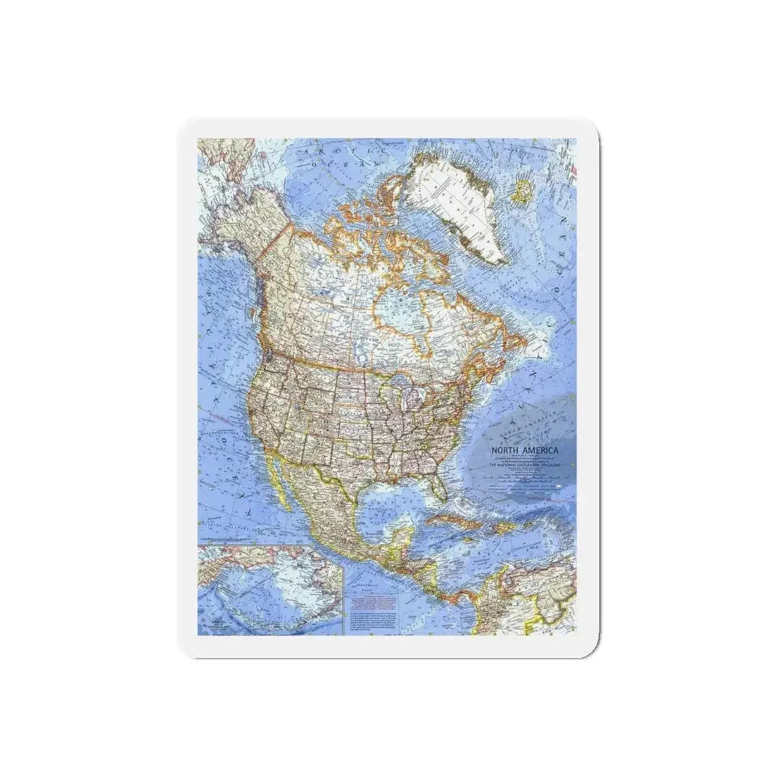 North America (1964) (Map) Refrigerator Magnet - The Sticker Space