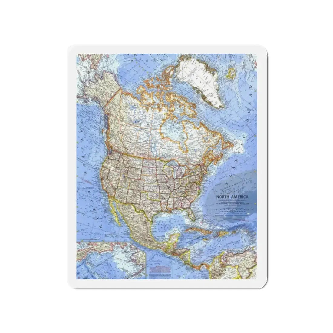 North America (1964) (Map) Refrigerator Magnet - The Sticker Space