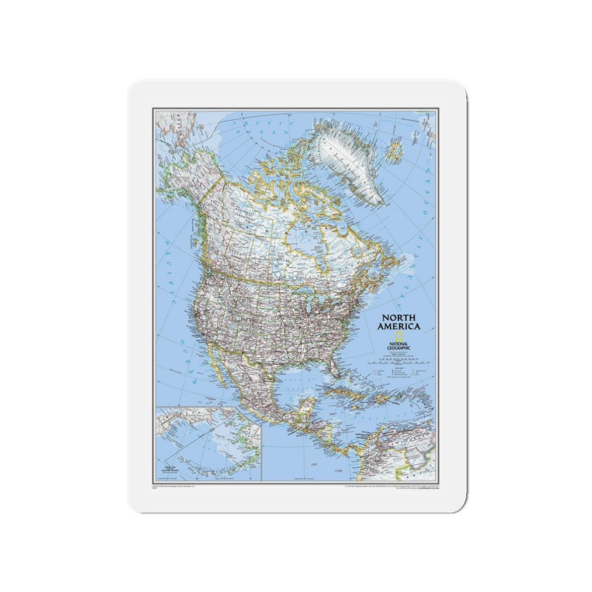 North America (2005) (Map) Refrigerator Magnet-3" x 3"-The Sticker Space