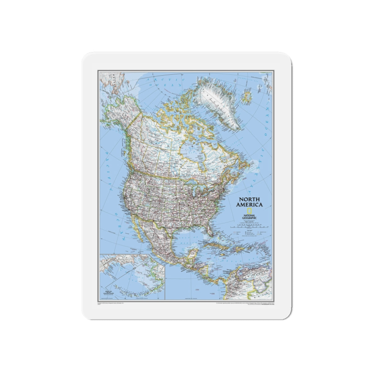 North America (2005) (Map) Refrigerator Magnet-4" x 4"-The Sticker Space