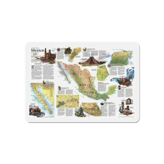 North America - A Traveller's Map of Mexico (1994) (Map) Refrigerator Magnet 6 Inch - The Sticker Space