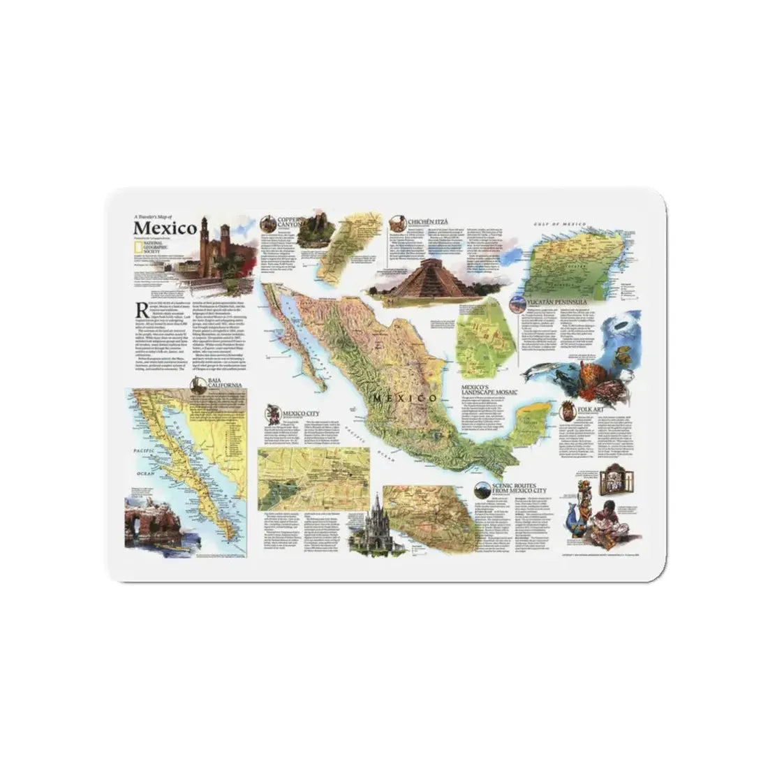 North America - A Traveller's Map of Mexico (1994) (Map) Refrigerator Magnet - The Sticker Space