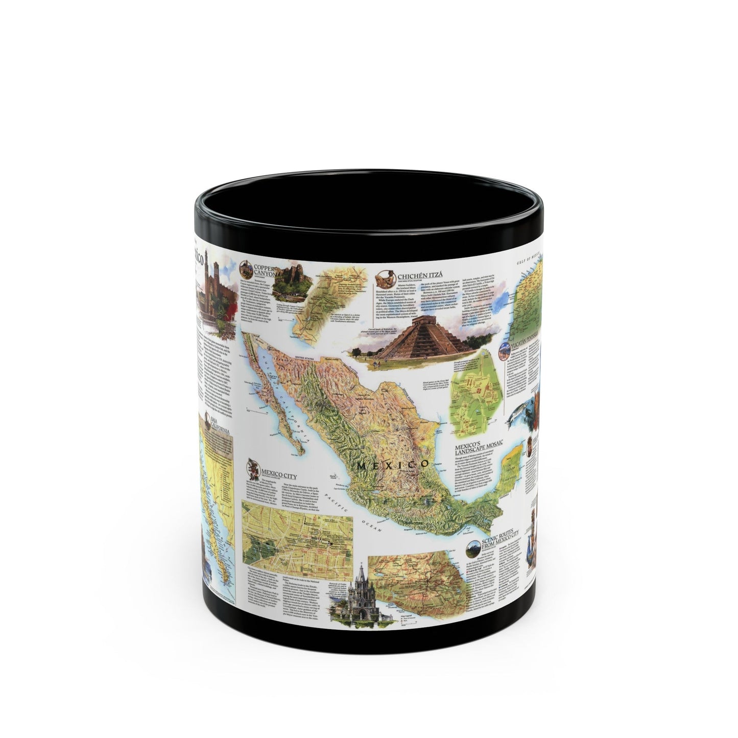 North America - A Traveller's Map of Mexico (1994) (Map) Black Coffee Mug-11oz-The Sticker Space