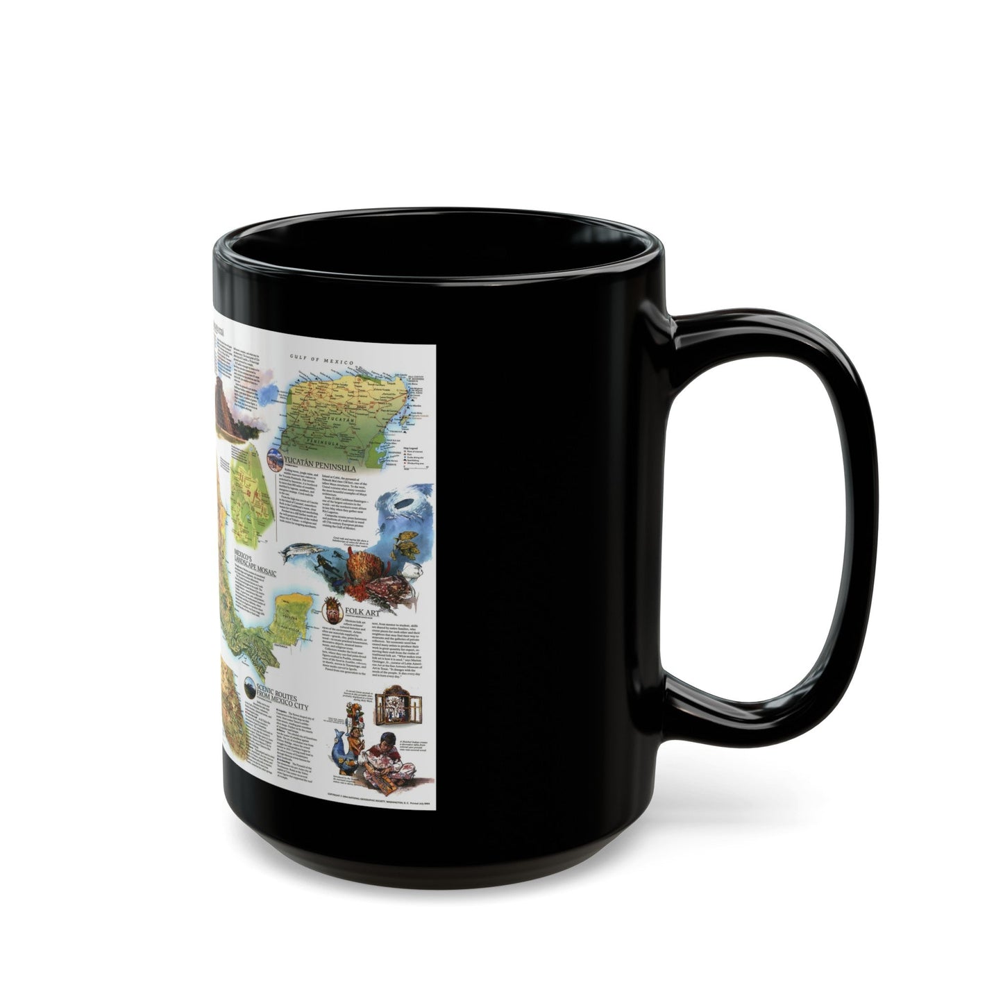 North America - A Traveller's Map of Mexico (1994) (Map) Black Coffee Mug-The Sticker Space