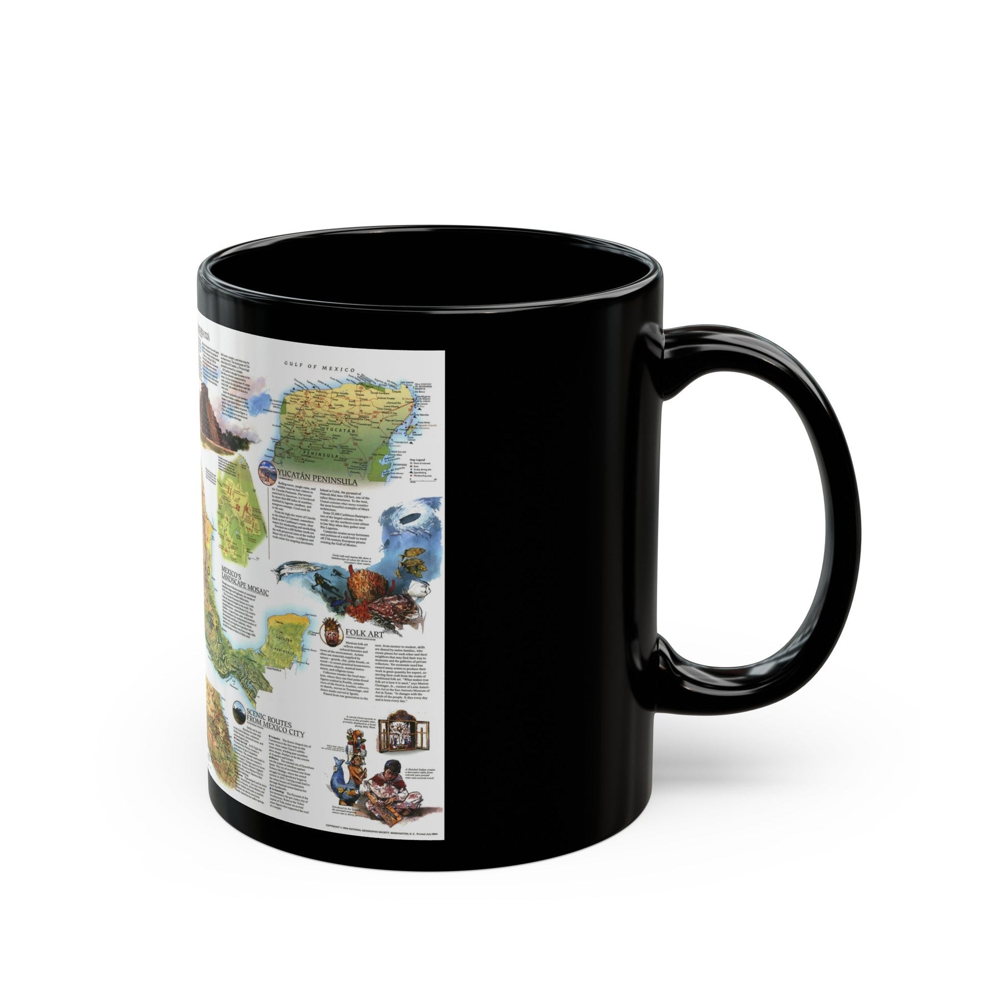 North America - A Traveller's Map of Mexico (1994) (Map) Black Coffee Mug-The Sticker Space