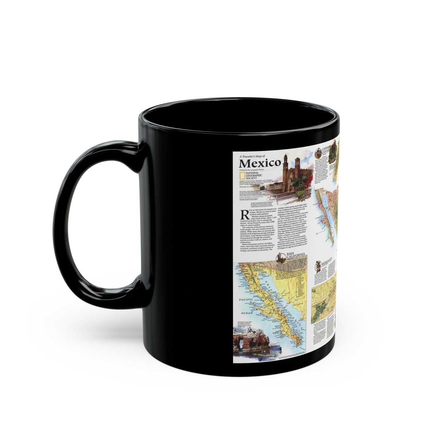 North America - A Traveller's Map of Mexico (1994) (Map) Black Coffee Mug-The Sticker Space