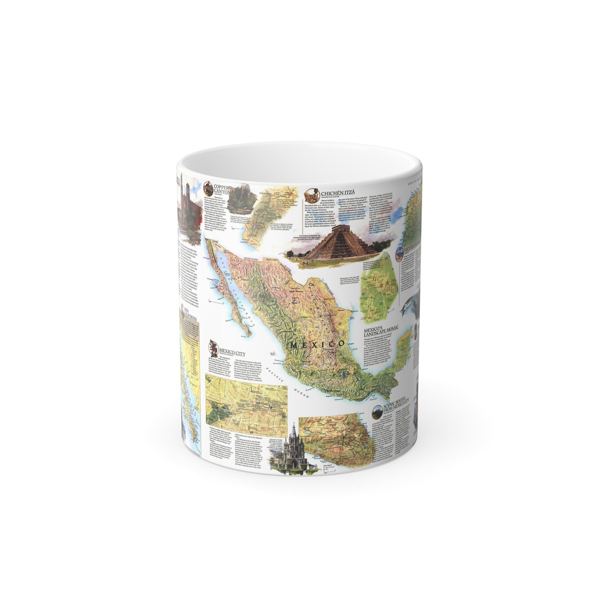 North America - A Traveller's Map of Mexico (1994) (Map) Color Changing Mug 11oz-11oz-The Sticker Space