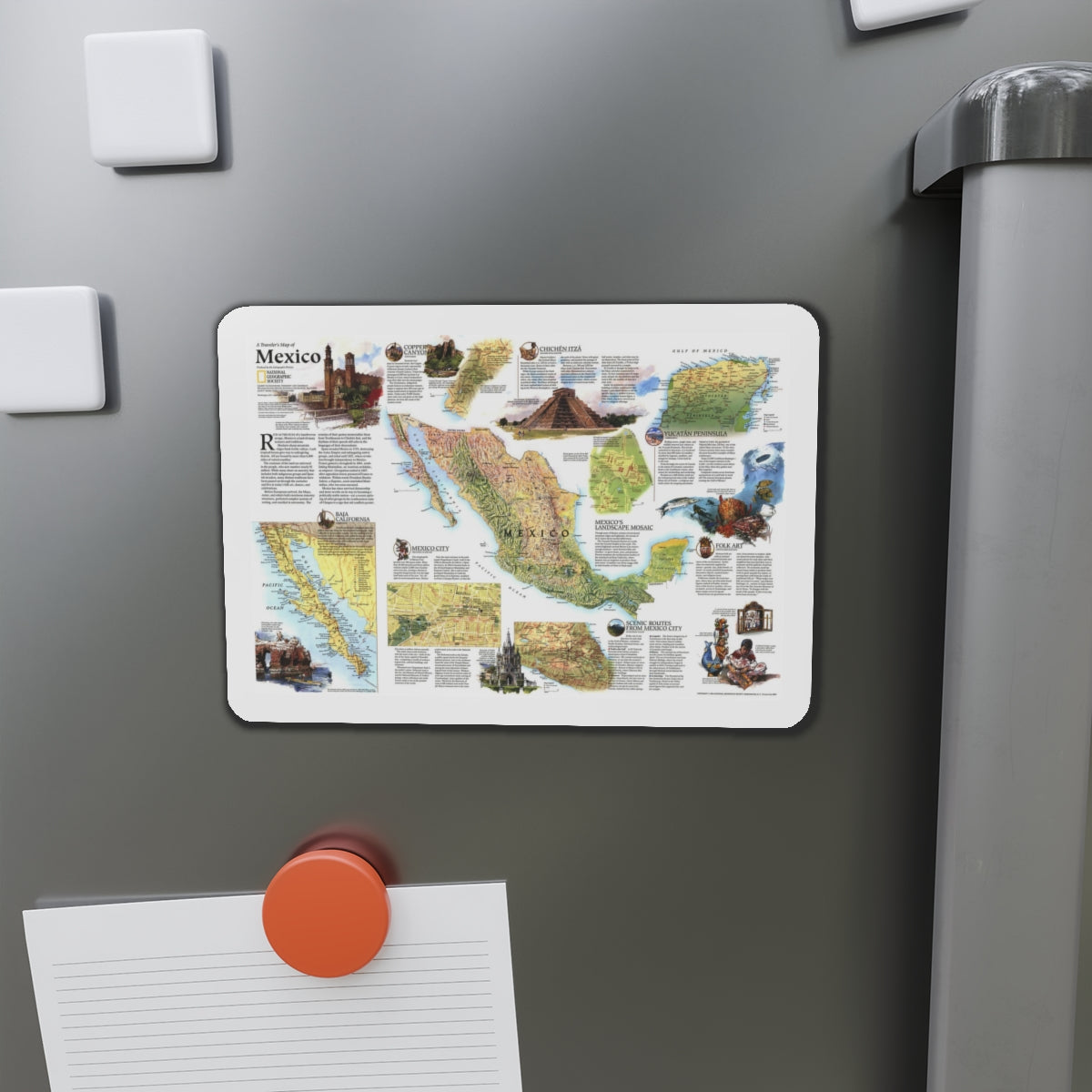 North America - A Traveller's Map of Mexico (1994) (Map) Refrigerator Magnet-The Sticker Space